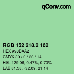 カラーコード: RGB 152 218.2 162 | qconv.com