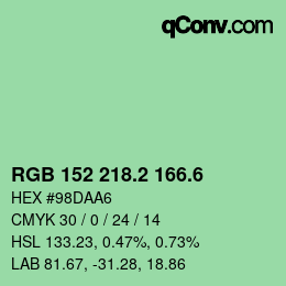 カラーコード: RGB 152 218.2 166.6 | qconv.com