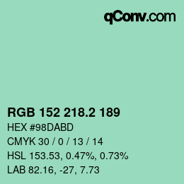 カラーコード: RGB 152 218.2 189 | qconv.com