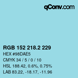 カラーコード: RGB 152 218.2 229 | qconv.com