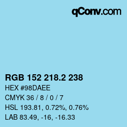 カラーコード: RGB 152 218.2 238 | qconv.com