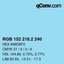 カラーコード: RGB 152 218.2 240 | qconv.com