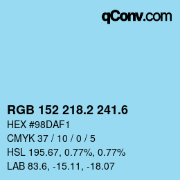 カラーコード: RGB 152 218.2 241.6 | qconv.com