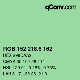カラーコード: RGB 152 218.6 162 | qconv.com