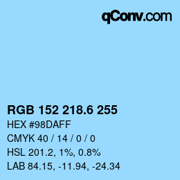 カラーコード: RGB 152 218.6 255 | qconv.com