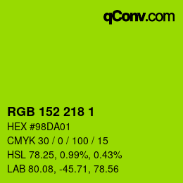Color code: RGB 152 218 1 | qconv.com