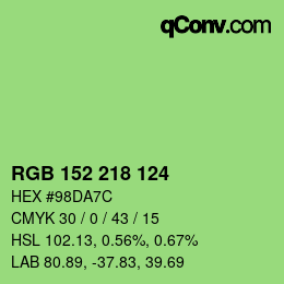 颜色代码: RGB 152 218 124 | qconv.com