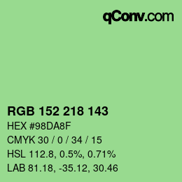 Color code: RGB 152 218 143 | qconv.com