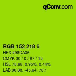 Color code: RGB 152 218 6 | qconv.com