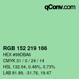 Color code: RGB 152 219 166 | qconv.com