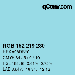 Color code: RGB 152 219 230 | qconv.com