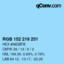 カラーコード: RGB 152 219 251 | qconv.com