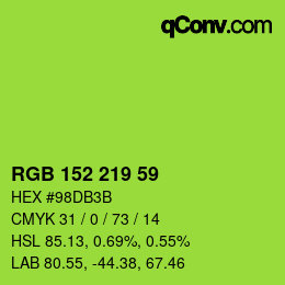 カラーコード: RGB 152 219 59 | qconv.com