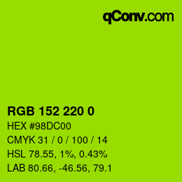 Color code: RGB 152 220 0 | qconv.com