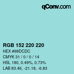 Color code: RGB 152 220 220 | qconv.com