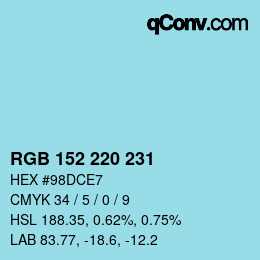 Color code: RGB 152 220 231 | qconv.com