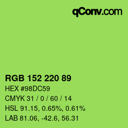 カラーコード: RGB 152 220 89 | qconv.com