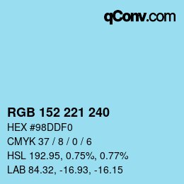 Color code: RGB 152 221 240 | qconv.com