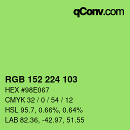 Color code: RGB 152 224 103 | qconv.com