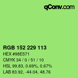 Color code: RGB 152 229 113 | qconv.com