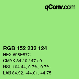 Color code: RGB 152 232 124 | qconv.com