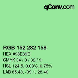 Color code: RGB 152 232 158 | qconv.com