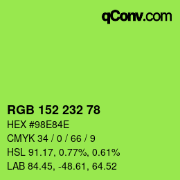 Farbcode: RGB 152 232 78 | qconv.com