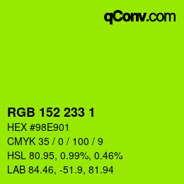 Color code: RGB 152 233 1 | qconv.com