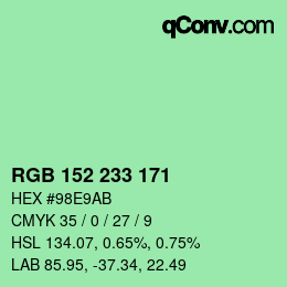 Código de color: RGB 152 233 171 | qconv.com