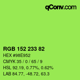 Color code: RGB 152 233 82 | qconv.com