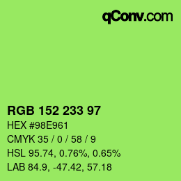 Color code: RGB 152 233 97 | qconv.com