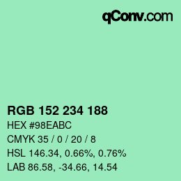 Color code: RGB 152 234 188 | qconv.com