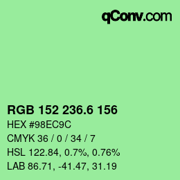 カラーコード: RGB 152 236.6 156 | qconv.com