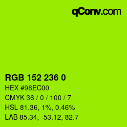 Color code: RGB 152 236 0 | qconv.com