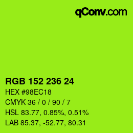 颜色代码: RGB 152 236 24 | qconv.com