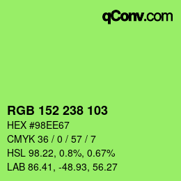 Color code: RGB 152 238 103 | qconv.com