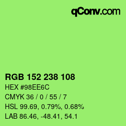 カラーコード: RGB 152 238 108 | qconv.com