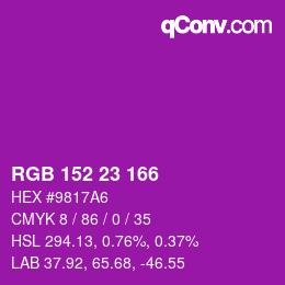 Color code: RGB 152 23 166 | qconv.com