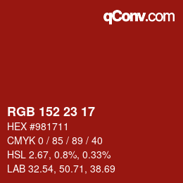 Color code: RGB 152 23 17 | qconv.com
