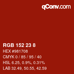 Color code: RGB 152 23 8 | qconv.com