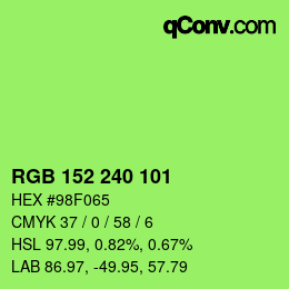 Farbcode: RGB 152 240 101 | qconv.com