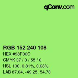 カラーコード: RGB 152 240 108 | qconv.com