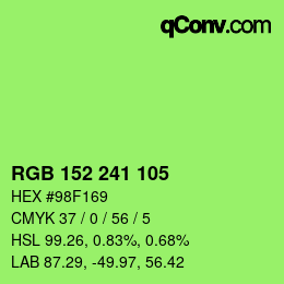カラーコード: RGB 152 241 105 | qconv.com