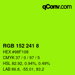 Color code: RGB 152 241 8 | qconv.com