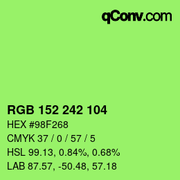 Color code: RGB 152 242 104 | qconv.com