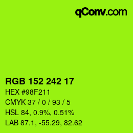 Color code: RGB 152 242 17 | qconv.com