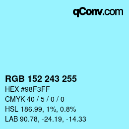 Color code: RGB 152 243 255 | qconv.com