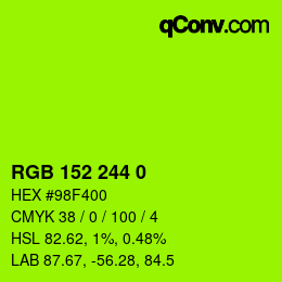 颜色代码: RGB 152 244 0 | qconv.com
