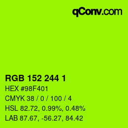 Color code: RGB 152 244 1 | qconv.com
