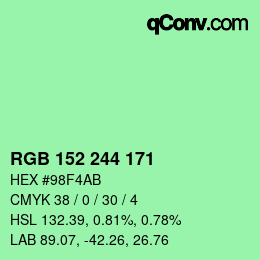 カラーコード: RGB 152 244 171 | qconv.com